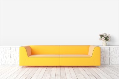 Modern parlak iç. 3D render