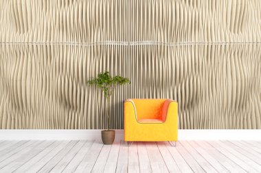 Modern parlak iç. 3D render