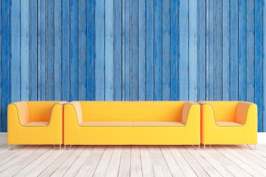 Modern parlak iç. 3D render