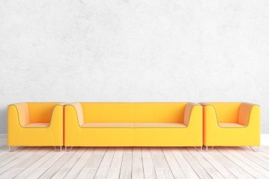 Modern parlak iç. 3D render