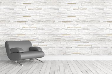 Modern parlak iç. 3D render