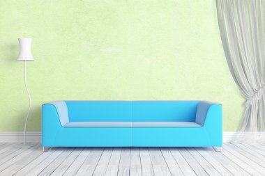 Modern parlak iç. 3D render