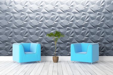 Modern parlak iç. 3D render