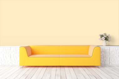 Modern parlak iç. 3D render