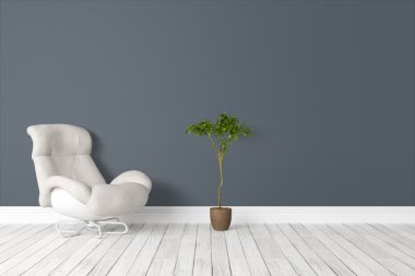 Modern parlak iç. 3D render