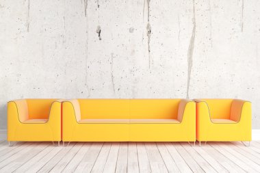 Modern parlak iç. 3D render