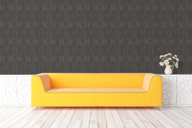 Modern parlak iç. 3D render