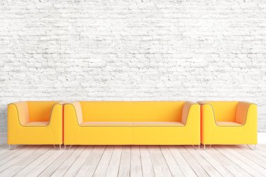 Modern parlak iç. 3D render