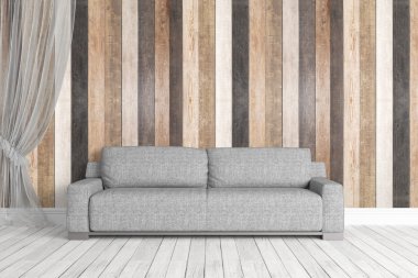 Modern parlak iç. 3D render