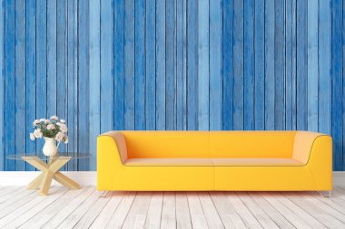 Modern parlak iç. 3D render