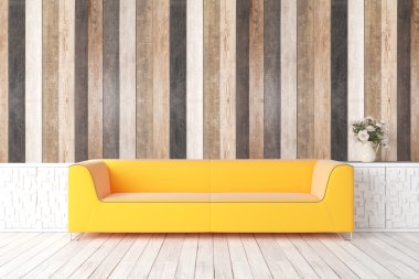 Modern parlak iç. 3D render