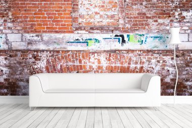 Modern parlak iç. 3D render