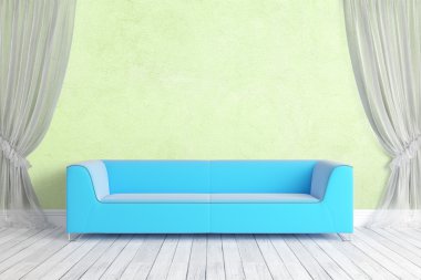 Modern parlak iç. 3D render