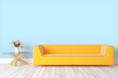 Modern parlak iç. 3D render