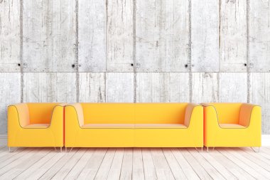 Modern parlak iç. 3D render