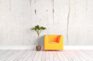 Modern parlak iç. 3D render