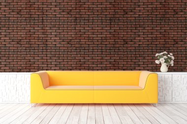 Modern parlak iç. 3D render