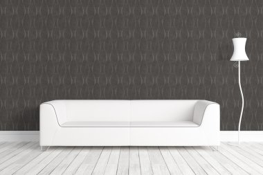 Modern parlak iç. 3D render