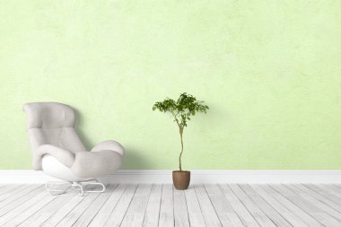 Modern parlak iç. 3D render