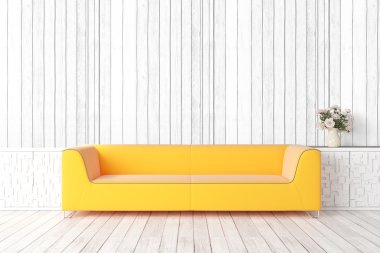 Modern parlak iç. 3D render