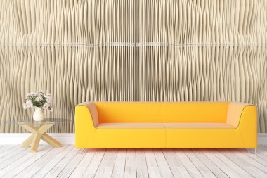 Modern parlak iç. 3D render