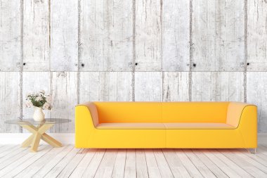 Modern parlak iç. 3D render