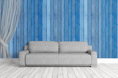 Modern parlak iç. 3D render