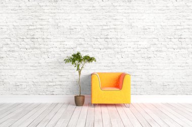 Modern parlak iç. 3D render