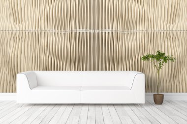 Modern parlak iç. 3D render