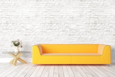 Modern parlak iç. 3D render