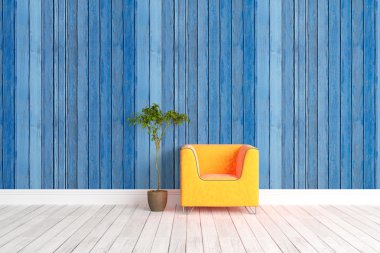 Modern parlak iç. 3D render