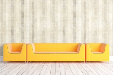 Modern parlak iç. 3D render