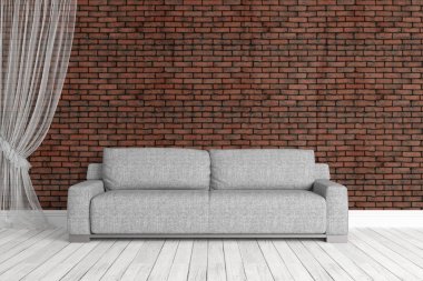 Modern parlak iç. 3D render