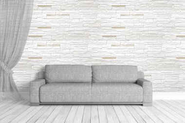 Modern parlak iç. 3D render