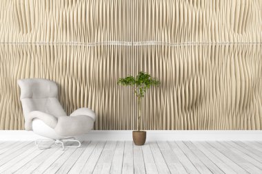 Modern parlak iç. 3D render