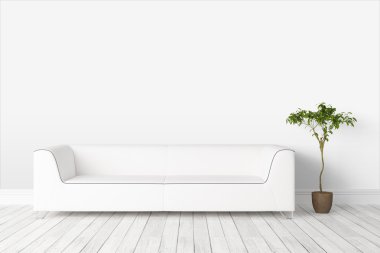 Modern parlak iç. 3D render