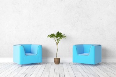 Modern parlak iç. 3D render