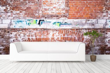 Modern parlak iç. 3D render