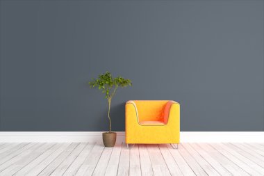 Modern parlak iç. 3D render