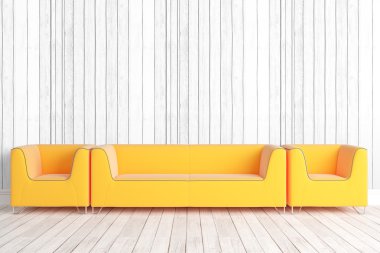 Modern parlak iç. 3D render