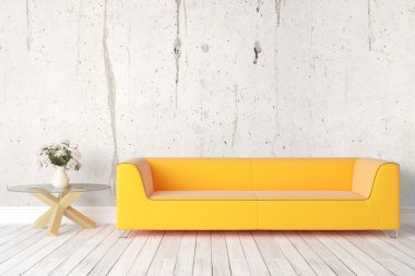Modern parlak iç. 3D render