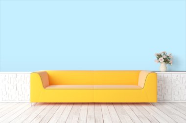 Modern parlak iç. 3D render