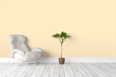 Modern parlak iç. 3D render