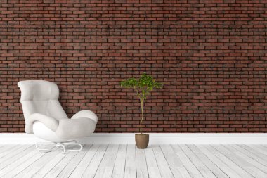 Modern parlak iç. 3D render