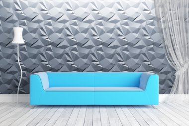 Modern parlak iç. 3D render