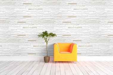 Modern parlak iç. 3D render