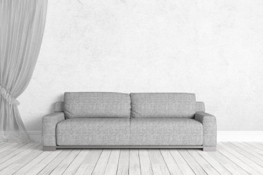 Modern parlak iç. 3D render