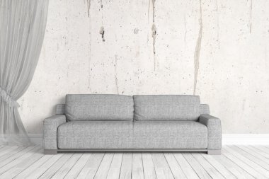 Modern parlak iç. 3D render