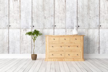 Modern parlak iç. 3D render