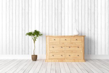 Modern parlak iç. 3D render